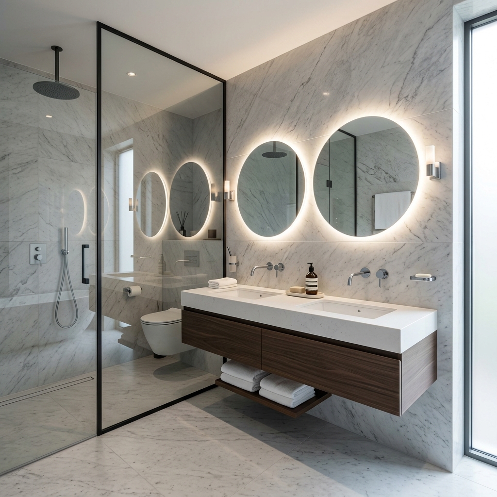 Luxurious Marble-Finish Bathroom Design in Patna by Square Interio