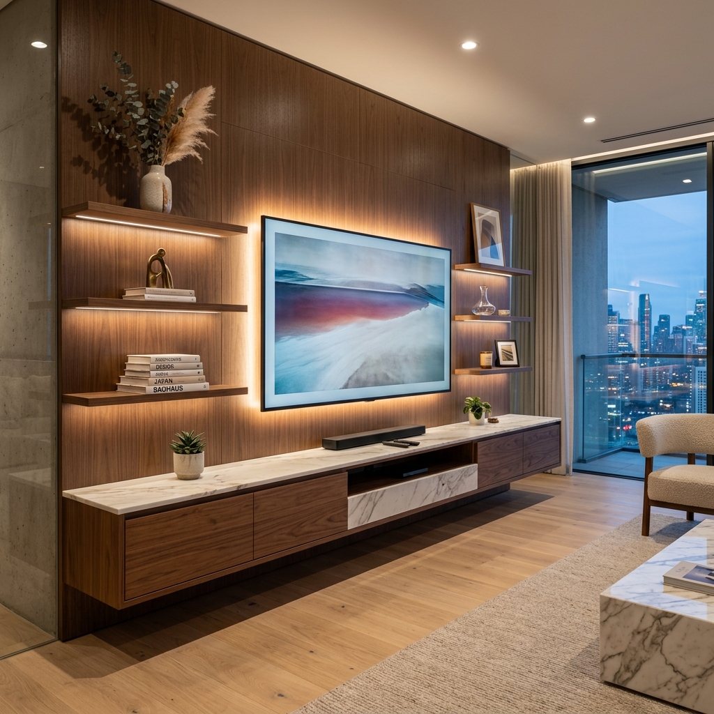 Luxury TV Console Unit Design by Square Interio